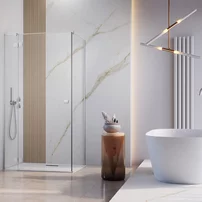 Usa de nisa batanta Radaway Essenza KDJ 80 cm sticla 6 mm finisaj crom-transparent deschidere stanga