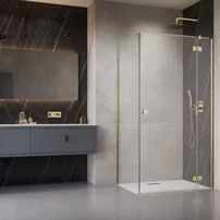 Usa de nisa batanta Radaway Essenza KDJ 90 cm sticla 6 mm finisaj auriu periat-transparent deschidere dreapta