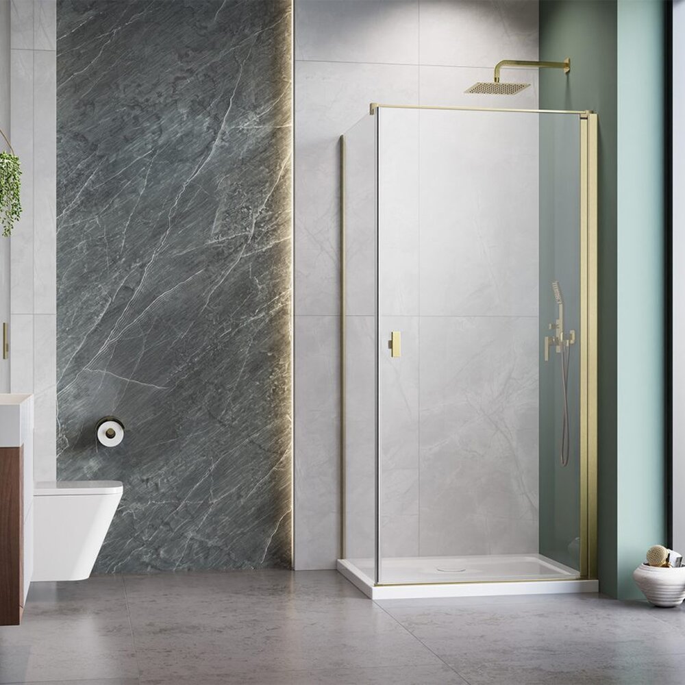 Usa de nisa batanta Radaway Nes KDJ I 90 cm sticla 6 mm auriu periat-transparent deschidere dreapta