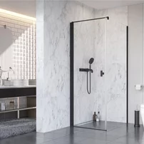 Usa de nisa batanta Radaway Nes KDJ I 90 cm sticla 6 mm negru-transparent deschidere stanga