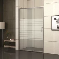 Usa de nisa culisanta Inter Ceramic 100 cm sticla transparenta cu linii albe 5 mm profil crom lucios
