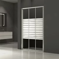 Usa de nisa culisanta Inter Ceramic 150 cm sticla 4 mm profil crom lucios - transparent cu linii albe