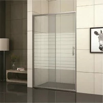 Usa de nisa culisanta Inter Ceramic 160 cm sticla transparenta cu linii albe 5 mm profil crom lucios