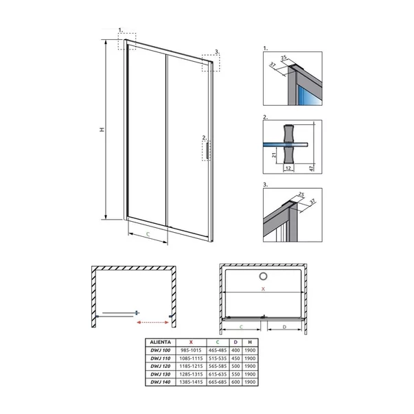 Usa de nisa culisanta Radaway Alienta DWJ 120 cm negru-transparent sticla 5 mm picture - 4