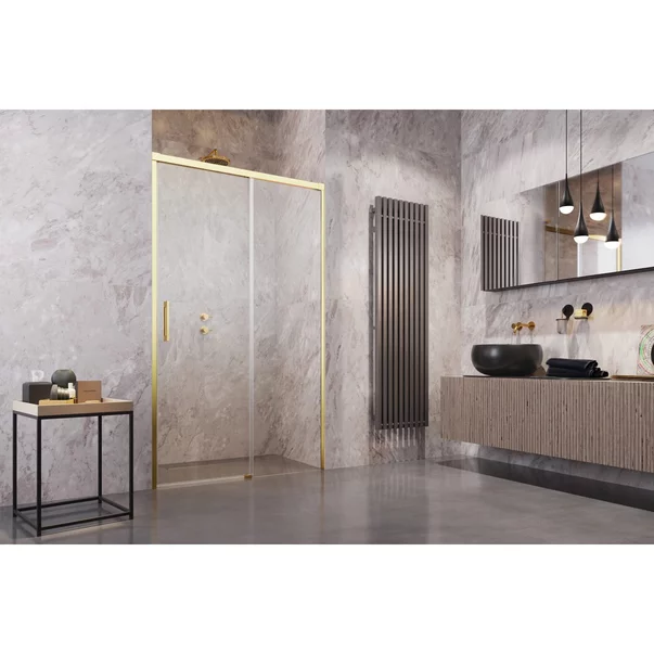 Usa de nisa culisanta Radaway Idea DWJ 130 cm sticla 6 mm finisaj auriu-transparent deschidere dreapta picture - 2