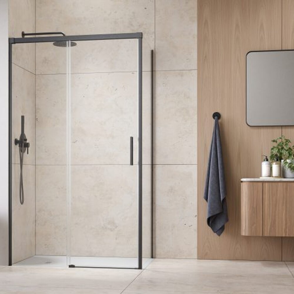 Usa de nisa culisanta Radaway Idea KDJ 130 cm sticla 6 mm finisaj GunMetal periat-transparent deschidere stanga