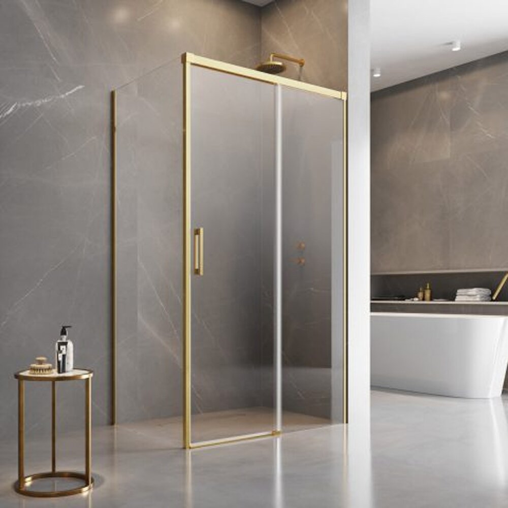 Usa de nisa culisanta Radaway Idea KDJ 140 cm sticla 6 mm auriu-transparent deschidere dreapta