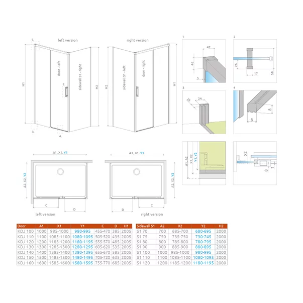 Usa de nisa culisanta Radaway Idea KDJ 150 cm sticla 6 mm alb ...