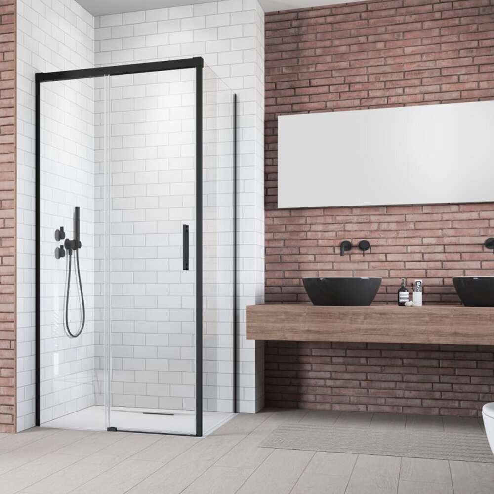 Usa de nisa culisanta Radaway Idea KDJ 150 cm sticla 6 mm negru-transparent deschidere stanga