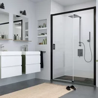 Usa de nisa culisanta Roth Cariba 120 cm sticla 6 mm negru dreapta