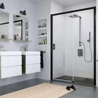 Usa de nisa culisanta Roth Cariba 140 cm sticla 6 mm negru dreapta