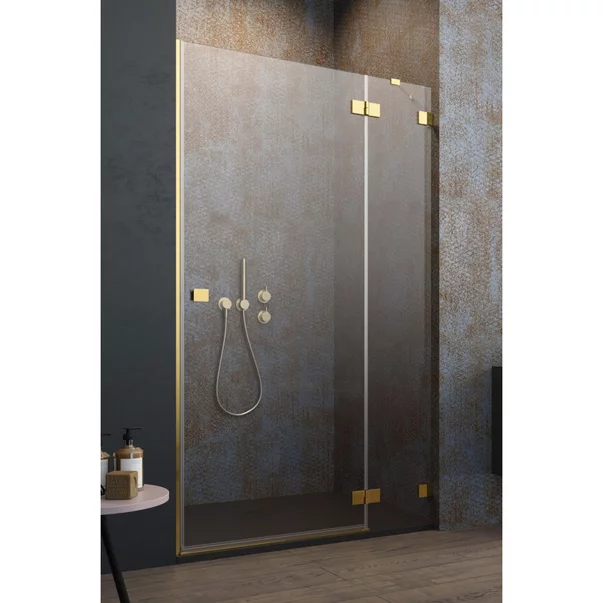 Usa de nisa batanta Essenza Pro Gold 120 cm sticla 6 mm finisaj auriu periat-transparent deschidere dreapta picture - 3