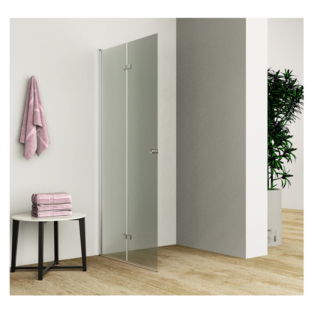 Usa de nisa pliabila Inter Ceramic 90 cm sticla 6 mm fumurie profil crom lucios