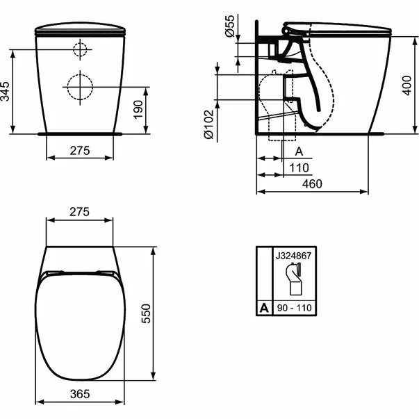 Set vas wc pe pardoseala BTW Aquablade si capac softclose Ideal Standard Dea picture - 2
