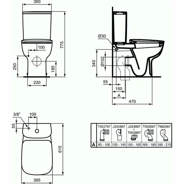 Vas wc pe pardoseala pentru rezervor asezat Ideal Standard Esedra BTW picture - 2