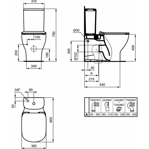 Vas wc pe pardoseala negru mat Ideal Standard Tesi Aquablade fara rezervor si capac picture - 3