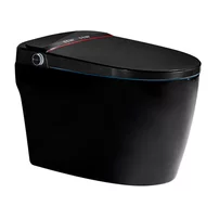 Set vas WC pe pardoseala Relax Regal finisaj negru lucios cu functie bideu electric si capac softclose