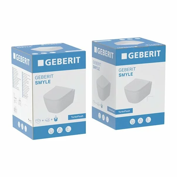 Set vas WC suspendat Geberit Smyle TurboFlush alb cu spalare verticala si capac softclose picture - 2