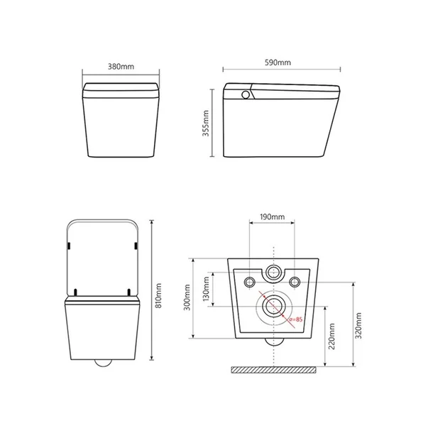 Set vas WC suspendat Relax Regal alb cu functie bideu electric si capac softclose picture - 9