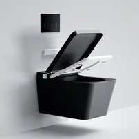 Set vas WC suspendat Relax Regal negru cu functie bideu electric si capac softclose