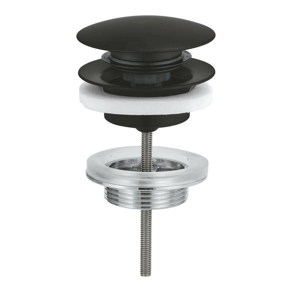 Ventil lavoar negru mat Grohe Push-Open, universal