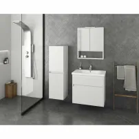 Drop Instinct бял шкаф за окачване с огледало, 2 врати и рафт, 58 см