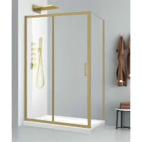 Душ кабина, правоъгълна, Fluminia Iris Gold, 100x80 см, четкано злато