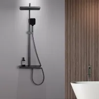 Душ колона с термостатичен смесител Inter Ceramic Majestic, покритие Gun Grey