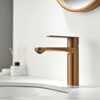 Едноръкохватков смесител за умивалник Inter Ceramic Verona, матово розово злато