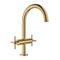 Grohe Atrio L смесител за умивалник с двойна ръкохватка и кръстосани дръжки, златист цвят Cool Sunrise