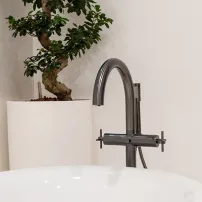 Grohe Atrio свободностоящ смесител за вана/душ, четкан антрацит, твърд графит
