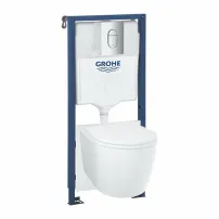Grohe Bau Ceramic Rimless бял комплект за окачване на тоалетна чиния с капак, капак и скрито казанче