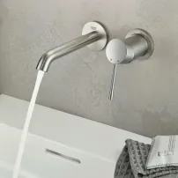 Grohe Essence Смесител за вграждане за мивка 18 cm, матов хром, Supersteel, без скрито тяло