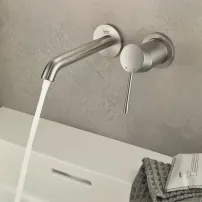 Grohe Essence Смесител за вграждане за мивка 23 cm, матов хром, Supersteel, без скрито тяло
