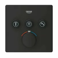 Grohe Grohtherm SmartControl квадратен термостатичен смесител за душ с 3 изхода, матово черен
