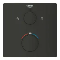 Grohe Grohtherm Вграден смесител за душ с 2 изхода, квадратен, матово черен, с термостат