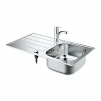 Grohe K200 комплект мивка от неръждаема стомана 45 см 1 леген с десен съд за отцеждане и смесител