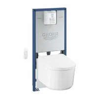 Grohe Sensia Rimless комплект за окачване на тоалетна чиния с електрическо биде, лъскаво бяло, казанче Rapid SLX и капак с плавно затваряне