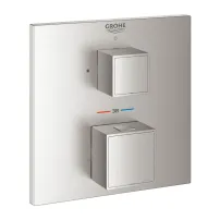 Grohtherm Cube термостатичен смесител за душ, матиран хром, Supersteel, без тяло за вграждане