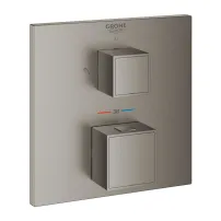 Grohtherm Cube Термостатичен смесител за душ с 2 изхода, матов антрацит, твърд графит, без вградено тяло