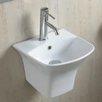 Inter Ceramic правоъгълна стенен умивалник, лъскаво бял, 35.5 см