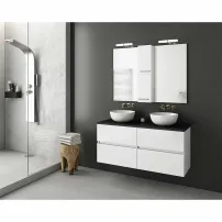Комплект бели висящи долни шкафове и плот с графитно покритие Drop Luxus 120 см
