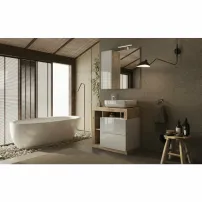 Комплект долен шкаф и мивка за под бяло/кафяво LC Mobili Italia Хамбург 79x79x49 см