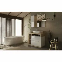 Комплект долен шкаф и мивка за под бяло/кафяво LC Mobili Italia Хамбург 92x79x49 см