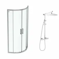Комплект душ кабина Ideal Standard Connect 2 хром 80x80 и душ колона FDesign Anima хром