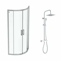 Комплект душ кабина Ideal Standard Connect 2 хром 80x80 и душ колона Invena Svart хром