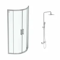 Комплект душ кабина Ideal Standard Connect 2 хром 80x80 и душ колона OMNIRES Y хром