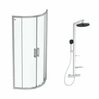 Комплект душ кабина Ideal Standard Connect 2 хром 80x80 см и душ колона Ideal Standard Alu+ сребриста