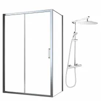 Комплект душ кабина Mediterraneo Iris хром 120x90 см и душ колона FDesign Anima хром