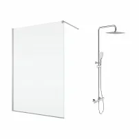 Комплект душ кабина SanSwiss Easy Walk-In хром 110x200 см и душ колона Omnires Y хром